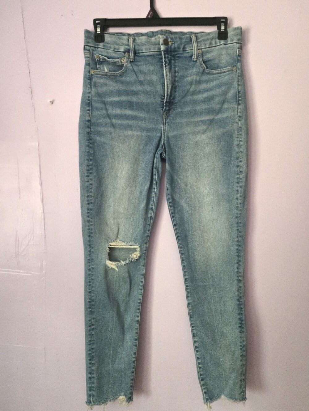 American Eagle 14W High-Rise Skinny Jeans with Knee Distress